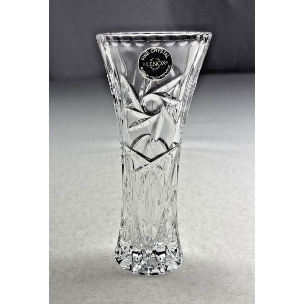 Lenox Fine Crystal 6" Bud Vase Cut Clear Crystal Czech Republic Original Label